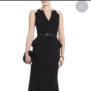 BCBGMaxAzria long peplum evening gown